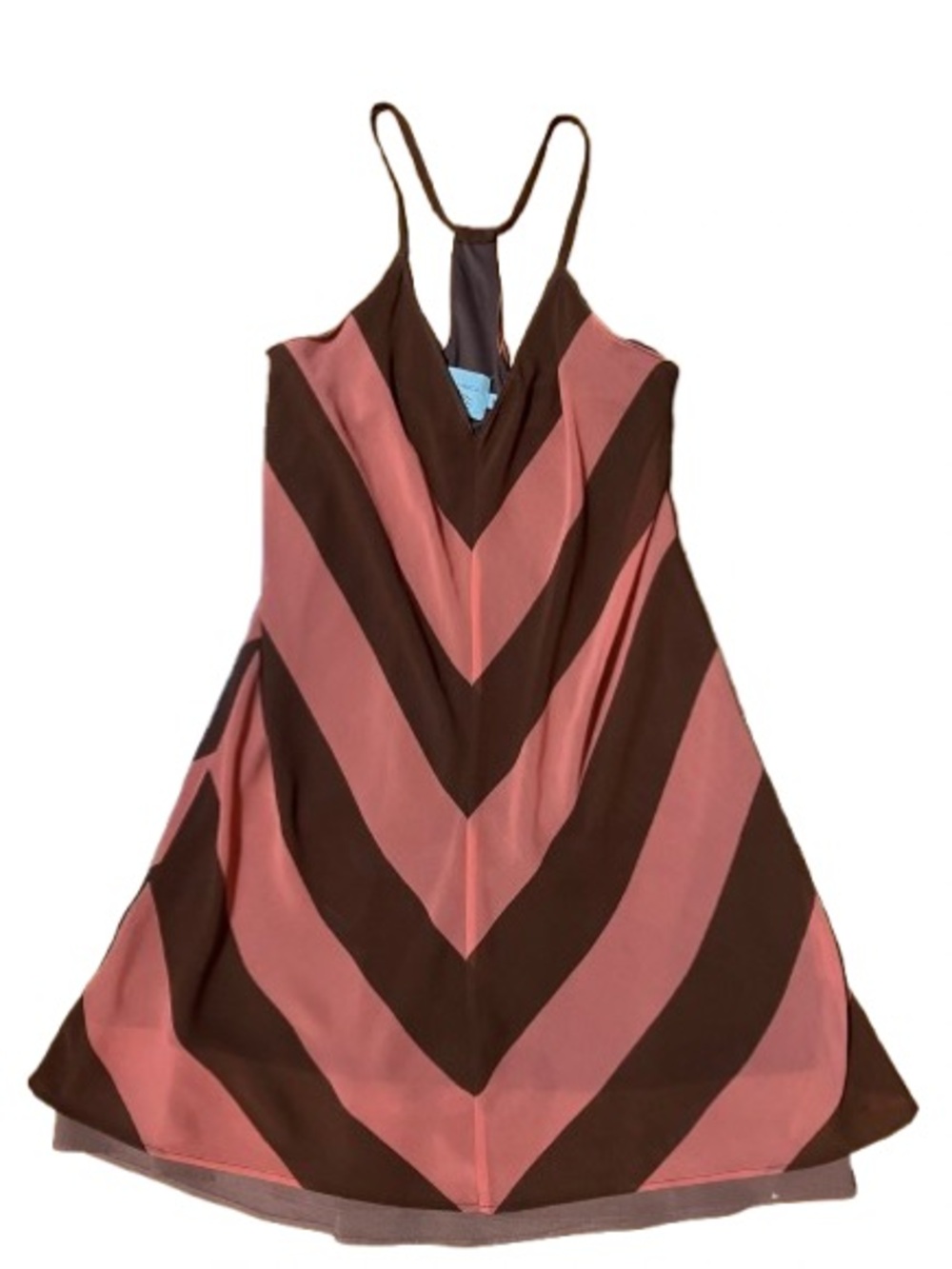Judith March Chevron Striped Dress in Dusty Rose and Chocolate Size Medium